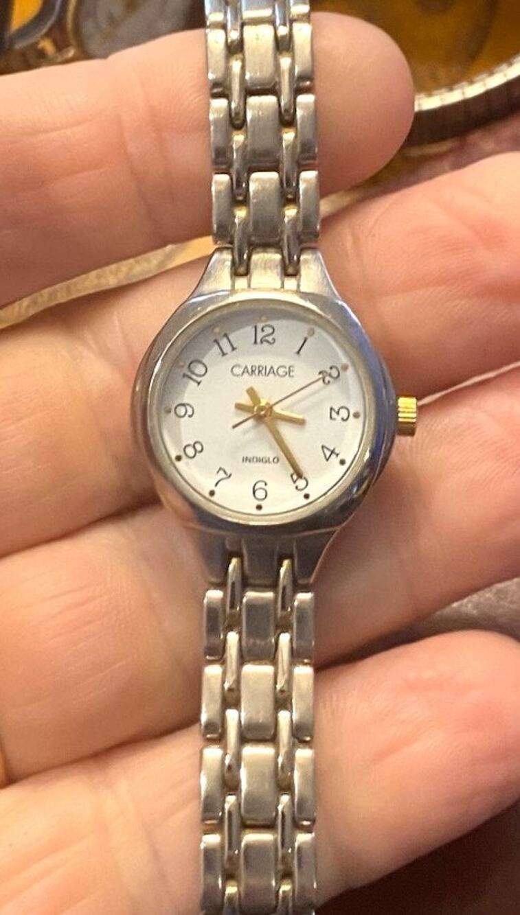 Women's 23mm Silver Tone Carriage Watch, Indiglo, WR 30M